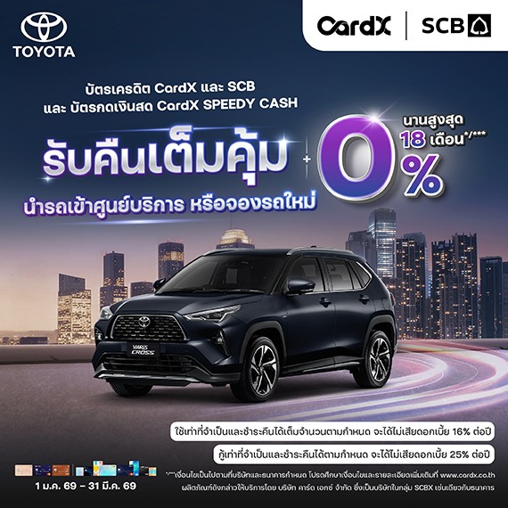 บัตรเครดิต CardX และ SCB และ บัตรกดเงินสด CardX SPEEDY CASH รับคืนเต็มคุ้ม