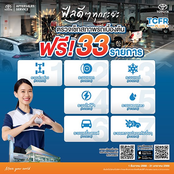 ฟีลดีๆ ทุกระยะ ตรวจเช็กสภาพรถเบื้องต้น ฟรี! 33 รายการ